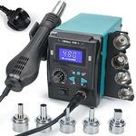 YIHUA 959D-II Hot Air Rework Station for SMD Soldering and desoldering w LCD Screen, 5 Quick-Change Nozzles, Nozzle Rack, Auto Start/Stop, Adjustable Temperature, Air Volume