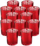 SUPREME LIGHTS ·2017· NEWLIGHTURE Votive Candle Holders Set of 12, Mercury Glass Tealight Holders Bulk, Speckled Red, for Wedding Decorations, Table Centerpieces, Parties, and Home Décor