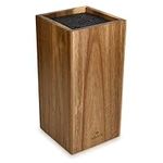 Navaris Wooden Kitchen Knife Block - Universal Bristle Knife Holder Storage Stand - Acacia Wood Knife Block - Upright Design, 24 x 12 x 12 cm