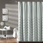 Lush Decor Chenille Chevron Shower Curtain, 72" x 72", Pastel Blue