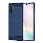 Casecious Compatible with Samsung Galaxy Note 10 Plus 4G 5G Carbon Fiber Soft TPU Brushed Line Basic Phone Back Case Cover (Blue)