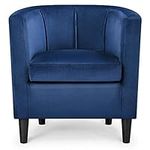 costoffs Accent Chairs Club Chair Modern Barrel-shaped Upholstered Skin-friendly Velvet Club Chair for Living Room Bedroom Reception Room, Blue