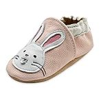 iEvolve Baby Shoes Baby Toddler Soft Sole Prewalker Baby First Walking Shoes Crib Shoes Baby Moccasins(Light Pink Bunny, 12-18 Months)