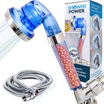 Shower with Power Shower Head with Handheld Shower Head Filter for Hard Water. High Pressure Showerhead with 3 Spray Modes. Includes Bracket and 6 ft hose.