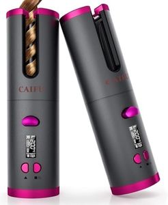 Caifu Wireless Automatic Curling Iron, Cordless Hair Curler, Ceramic Rotating Hair Curler With 6 Temps & Timers, Portable Rechargeable Wand, Auto Shut-Off, Fast Heating For Styling - Black