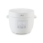 Yum Asia Tsuki Mini Rice Cooker with Shinsei Ceramic Bowl (2.5 cups, 0.45 litre) 5 Rice Cooking Functions, 2 Multicooker Functions, Hidden LED Display, 220-240V UK (Pebble White)