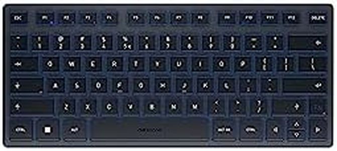 CHERRY KW 7100 MINI BT, Tastiera Multidispositivo Compatta con 3 Canali Bluetooth, Layout per l'Unione Europea (QWERTY), Design Piatto, con Custodia di Trasporto, Slate Blue