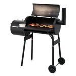 Tepro Double Pit Barrel Smoker BBQ - 54 x 30cm | Fast Assemble & Heat Resistant Barbecue Grill on Wheels | Adjustable Air Supply, Stainless Steel Grill Plate, Steed Lid & Cooking Thermometer | Black