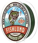 FISHLUND Braided Fishing Line, Featured Colorfast Fishing Line Braid, Green, 20 LB 1094 Yards (1000M) - 4 Strands