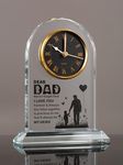 WinTaim Dad Glass Clock Gift from Daughter or Son, Unique Birthday, Christmas, Dad Valentines Gifts from Girl, Elegant Desk Clock with Base for Dads Who Have Everything