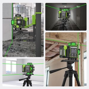 Huepar 4D Laser Level – Green Beam, 360° Self-Leveling Tool