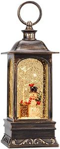 Christmas Decorations Musical Snow Globe Lantern, Glittering Lighted Plug-in, 3 AA Battery Operated & USB Powered, Cardinal Bird and Snowman