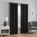 ECLIPSE Microfiber Total Privacy Blackout Thermal Grommet Window Curtain for Bedroom (1 Panel), 42 in x 63 in, Black