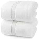 Utopia Towels - Luxurious Jumbo Bath Sheet (35 x 70 Inches) - 600 GSM 100% Ring Spun Cotton Highly Absorbent and Quick Dry Extra Large Bath Towel - Super Soft Hotel Quality Towel (White, 2 Pack)