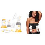 Medela Classic PersonalFit Flex Double Pumping Kit & Hands Free Pumping Bustier | Easy Expressing Pumping Bra with Adaptive Stretch for Perfect Fit | Black Medium