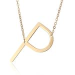 RINHOO Stainless Steel Gold Initial Alphabet 26 Letters Script Name Pendant Chain Necklace from A-Z(P)