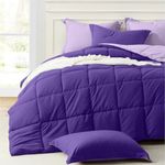 Homelike Moment King Size Comforter Set Purple, Comforters King Size Bed Sets, Lightweight Soft Down Alternative Bed Comforter Reversible All Season 3 Piece Sets with 2 Shams Purple/Lavender