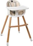 GYMAX 3-in-1 Baby Highchair with 5 Point Seat Harness, Detachable Tray, Comfortable Cushion, Wooden Feeding High Chair for Infants Kids Toddlers (Bench Wood, White)