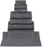 Classic Turkish Towels CTT - 9 Piece Premium Towel Set, 100% Turkish Cotton, Highly Absorbent & Comfy, Includes 2 Bath Towels, 2 Hand Towels, 2 Washcloths, 2 Bath Sheets & 1 Bath Mat | (Grey)