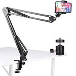 YIYANT Overhead Tripod Mount Articulating Arm,Cell Phone Holder, Video Webcam Stand Lazy Desk Arm Clamp Table Desktop Suspension Scissor Arm Stand Accessory for Video Recording Live