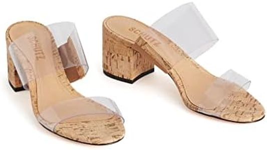 Schutz Womens Victorie Leather Slip On Heel Sandals Beige 6 Medium (B,M)