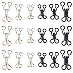 mifengdaer 60 Set Sewing Hooks 3 Sizes Metal Eyes Closure Bra Hooks Clothing Fasteners for Bra and Trousers Skirts Clothing Repair (Silver and Black)