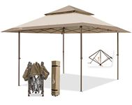 EAGLE PEAK 13x13 Straight Leg Pop Up Canopy Tent Instant Outdoor Canopy Easy Set-up Folding Shelter w/Auto Extending Eaves 169 Square Feet of Shade (Beige)