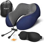 ProQ Neck Pillow for Travel - Travel Pillow for Flights - Travelling Accessories for Train - Neck Support Pillow for Car - Neck Rest for Sleeping - Memory Foam Pillows for Men - Blue, Standard