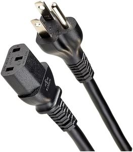 Amazon Basics 10 Feet Computer Monitor TV Replacement 3 Prong AC Power Cord, 18 AWG, 125 Volts, Black