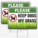 2PC Keep Dogs Off Lawn Sign with Stake, 17 Inches by 13 Inches - Corrugated Plastic - Please Keep Dogs Off Grass Sign - Curb Dog Repellent