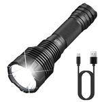 ULTRAFIRE C15 2000 High Lumens LED Flashlight Rechargeable Long Range Tactical Flashlight,5 Modes Super Bright EDC Torch,IPX54 Waterproof for Camping, Outdoor, Emergency Battery not Included