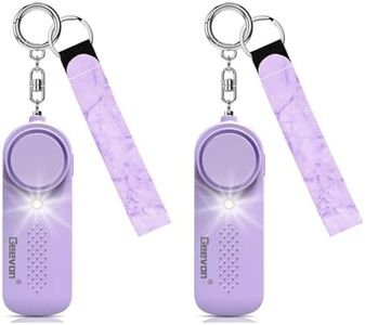 Geevon 2 Pack Personal Safety Alarms, 130DB Safe Sound Self Defense Alarm Siren with Strobe Light, Emergency Security Alert Devices for Women, Men, Elderly, Children (Purple)