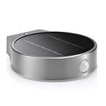 Auraglow Solar Powered Dusk to Dawn and PIR Sensor Wireless Outdoor Garden Security LED Wall Light in Stainless-Steel Slim Round Sconce Design