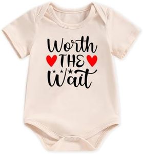 Kakaban Worth The Wait Baby Bodysuit Newborn Infant Baby Boy Girl Coming Home Outfit Pregnance Announcement(Beige Worth The Wait,0-3 Months)