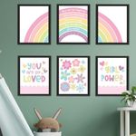 6 Rainbow Room Decor For Girls Room Wall Decor - Girl Power Posters For Girls Bedroom Decor, Kids Posters For Girls Room, Rainbow Wall Art For Girls Bedroom, Kids Wall Decor For Girls Bedroom Wall Art