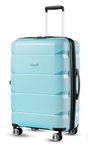 LUGGEX Checked Luggage with Wheels, PP Lightweight Expandable Medium Suitcases for Travelling (Blue, 24 Inch)
