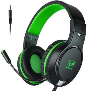 KHAZNEH H-10 Gaming Headset for PS4, Xbox One, PC, PS5, Nintendo Switch, Stereo Wired Noise Cancelling Over Ear Headphones with Mic for Kids Adults, Bass Surround, Soft Memory Earmuffs, Green