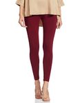 GO COLORS Soft Cotton Stretch Ankle Length Leggings for Women | Breathable, Mid Rise, Maroon