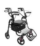 KMINA - Walker with Seat and Wheels, Wheelchair Walker Duo, Rollators 4 Wheel with Seat Folding Lightweight, Rollator Wheelchair Hybrid, 2 in 1 Rollator Walker & Wheelchair, Black Rollator