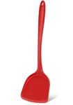 Baskety Heat Resistant Silicone Spatula/Spoonula Slotted Turner Non-Stick Wok Turner in Hygienic Solid Coating Cookware Kitchen Tool(Pack of 1 Red)