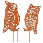 Homarden Metal Animal Yard Decor - Owl Shaped Garden Art for Outside Decorations - Outdoor Decorative Stake Accessories and Lawn Ornaments, Outdoor Decor Fall Yard Stakes - 2 Piece Set