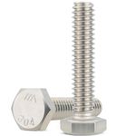 VGBUY 70Pcs 1/4-20 x 1/2" Hex Head Screws Bolts,304 Stainless Steel 18-8,Fully Threaded,External Hex Drive,Mounting Chair,Rail,Pump,Wheels,Handles,Antenna Parts,Boat and Plastic Bumpers(VG10201)