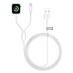 2 in 1 Wireless Watch Charger for Apple Watch Series 9 8 7 6 5 4 SE Ultra, iWatch Charger Apple Watch Charger Cable 2M Magnetic Charging Cable with Lightning Connector for iPhone 14 13 12 11 Pro Max