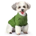Dog Jumpers, Dog Jumpers Small, Dog Sweater, Puppy Jumpers For Small Dogs, Dog Clothes for Puppy Yorkie Chihuahua Warm Sweater Winter Clothes（XS Back Length:8"/Green)