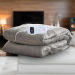 WELTHERM Electric Over Blanket | Heated Throw Blanket | Shu & Flannel Fleece | 10 Heat Modes | 10 Hour Timer | Digital LED Controller | Double(180 x 130cms) | Over Heat Protection | Washable | OB-TSF