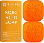 TUMERI Kojic Acid Soap Bars - Dark Spot Remover for Face and Body Skin Care – Kojic Acid and Turmeric Soap Bar with Vitamin C & E, Hyaluronic Acid to Moisturize Skin – 2.8 oz (Pack of 2)