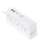 Masterplug Heavy Duty Six Socket Switched Surge Protected Extension Lead with 2 USB Ports, 2 Metre, White