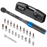 KRETLAW 22-Piece Torque Wrench Set 1/4", Reversible 2-24 Nm, 72 Teeth Ratchet Drive Click Torque Wrench, ±3% Accuracy with Extensions, Sockets, Adapter for Bike, Storage case