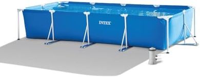 Intex 28279EH 14ft 9" x 7ft 3" x 33" Puncture Resistant Rectangular Frame Above Ground Backyard Outdoor Swimming Pool with 530 Gallon Filter