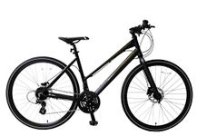 Ammaco Strada 700c Hybrid Trekking Road Commuter Sports Bike 24 Speed Womens Hydraulic Disc Brakes Lightweight Alloy 19" Frame Black